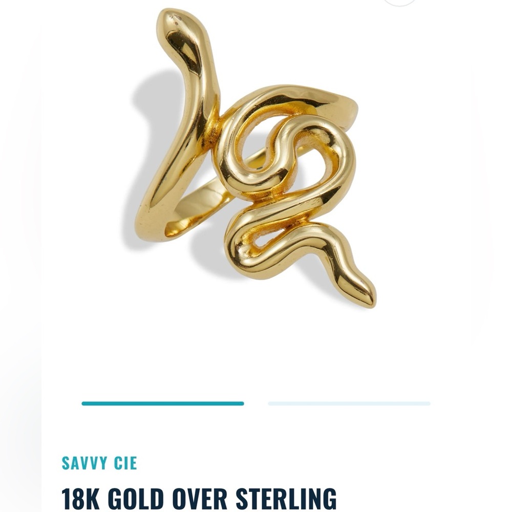 Savvy Cie Snake Ring 18k Gold Over Sterling Silver 925 View 2